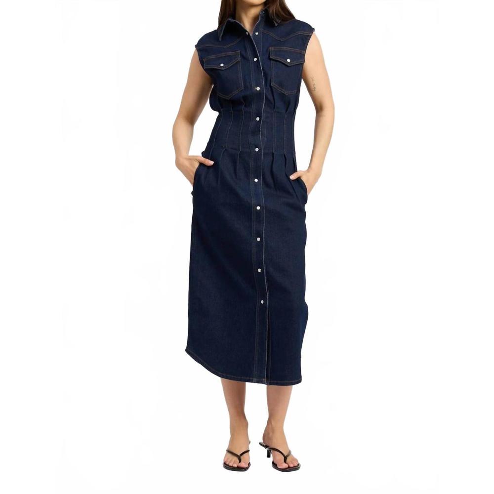 En Saison Dark Blue Midi Dress